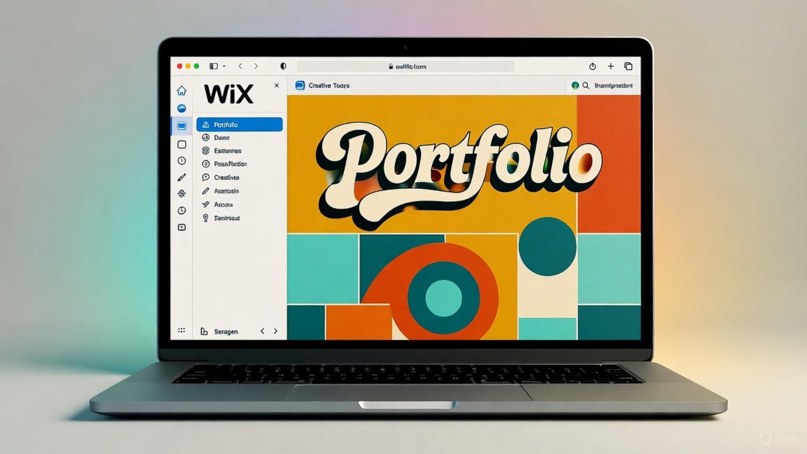Wix portfolio with retro touches on a laptop screen