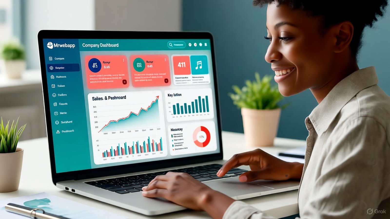 Mrwebapp software solution company dashboard on laptop