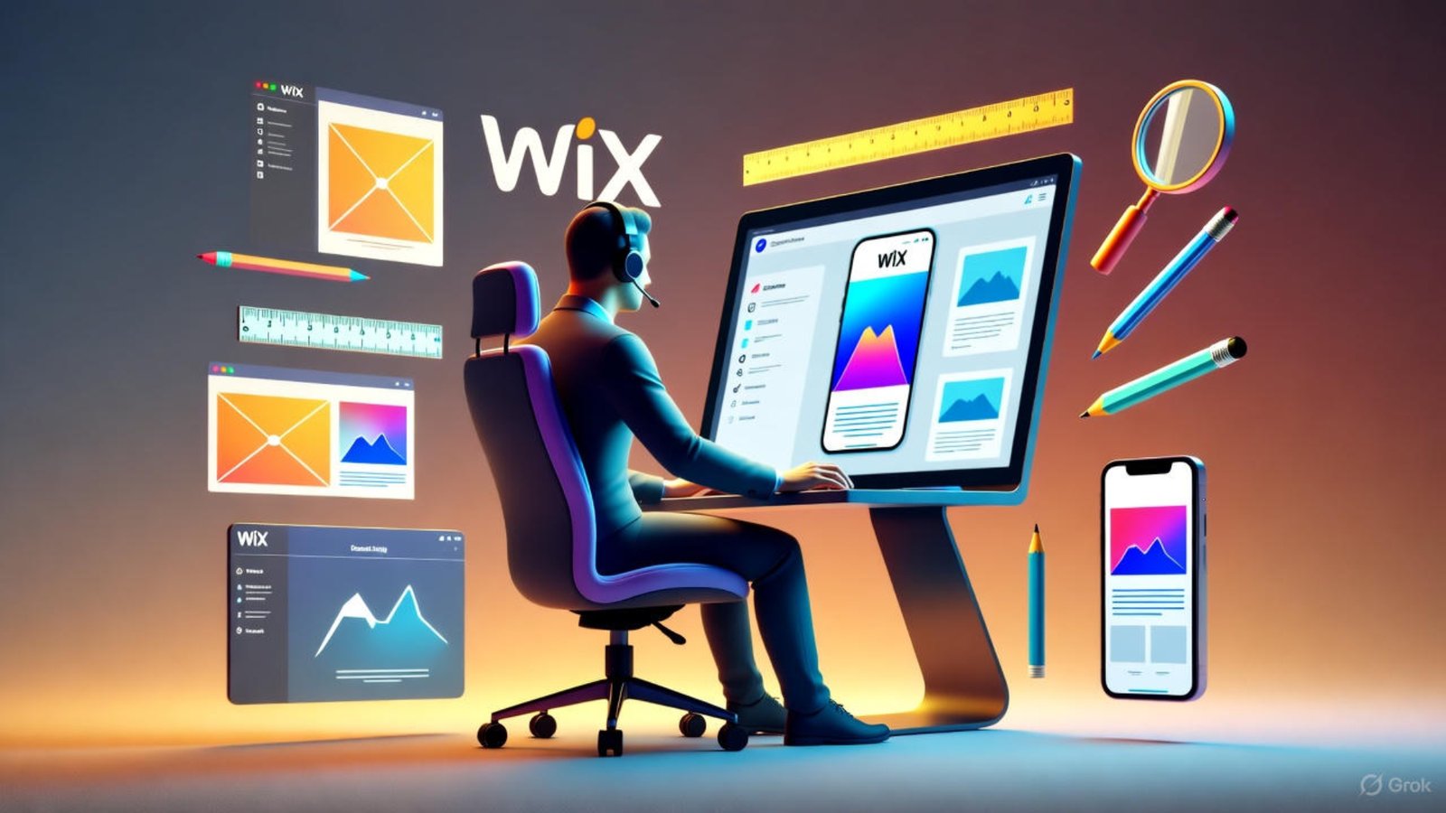 Mobile editor in Wix being used to fix layout