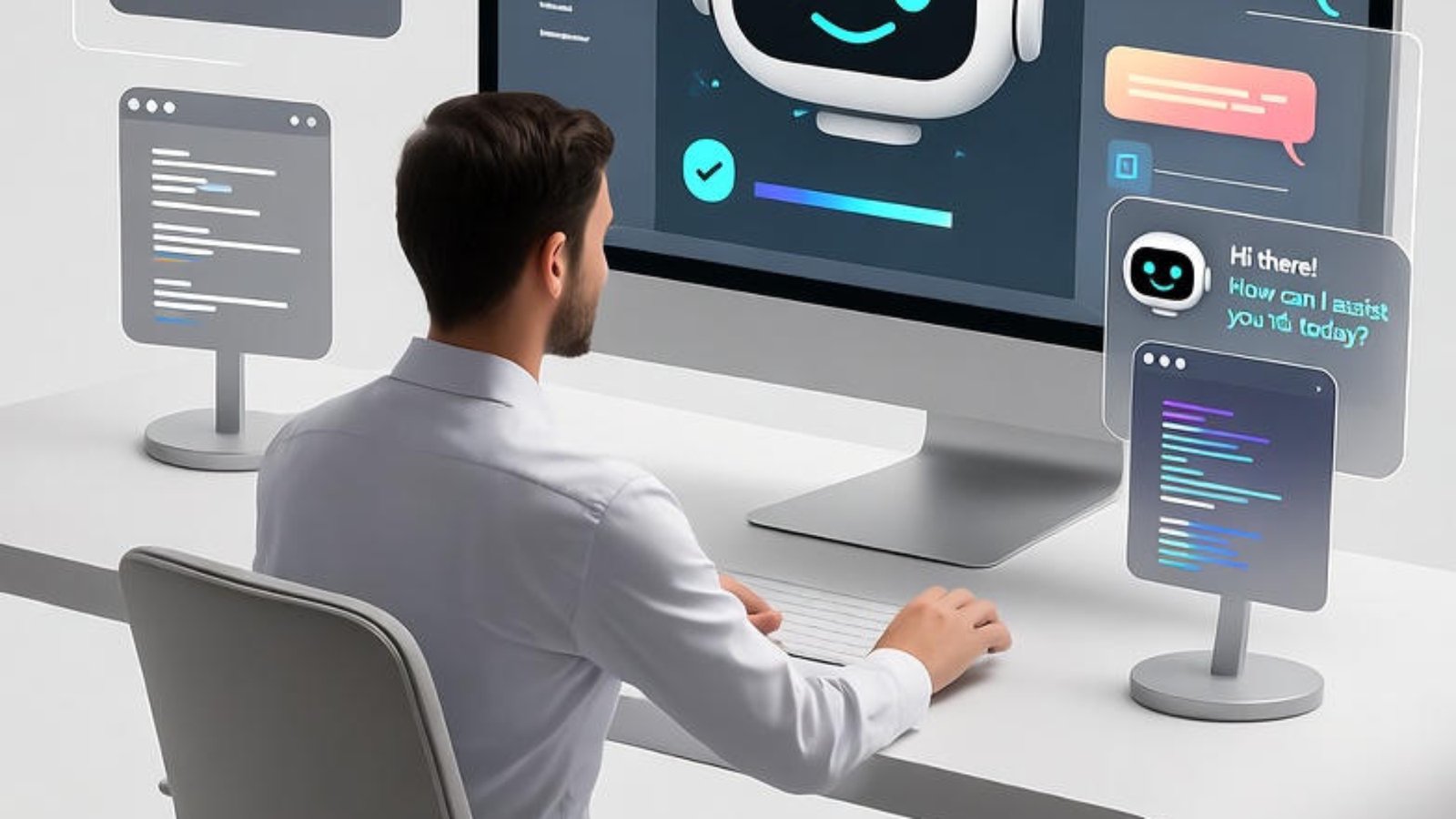 Developer integrating AI chatbots into custom website development