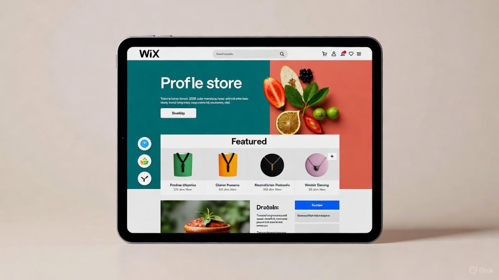 Wix store with easy fixes on a tablet screen